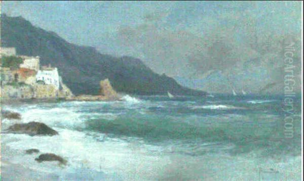On The Coast, Capri Oil Painting by Oscar Ricciardi