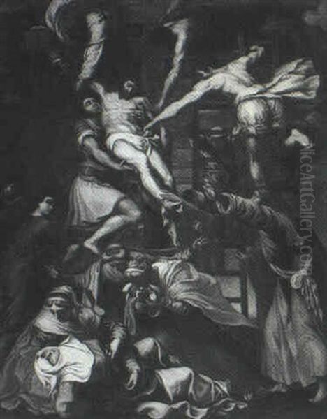 The Descent From The Cross Oil Painting by Daniele (da Volterra) Ricciarelli