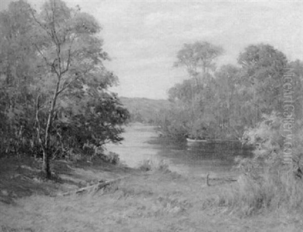 October Morning...ipswich Oil Painting by Francis (Frank) Henry Richardson