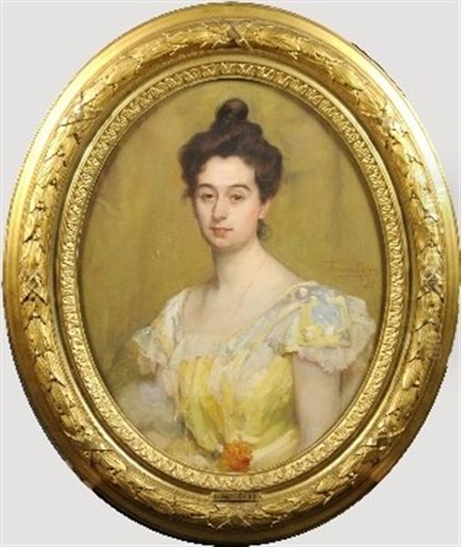 Portrait De Madame Henroz-simonis Oil Painting by Herman Richir