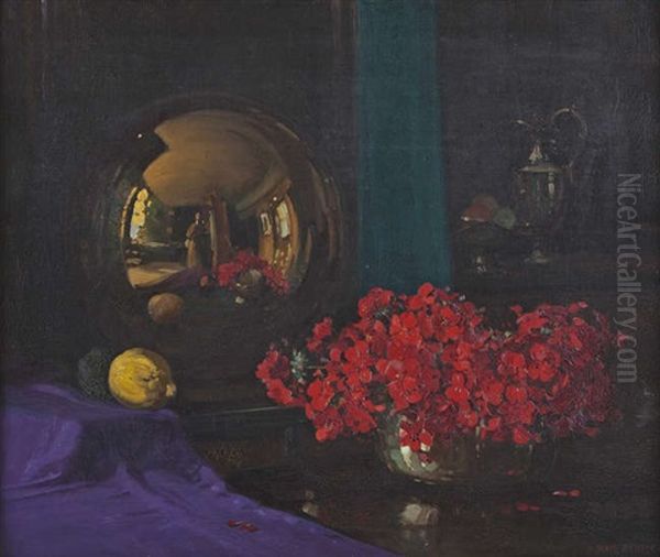 Reflection In A Mirror Oil Painting by Herbert Davis Richter