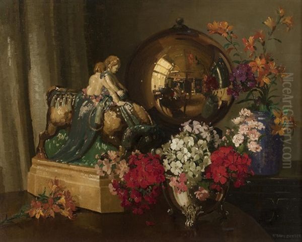 Still Life With Orb Oil Painting by Herbert Davis Richter