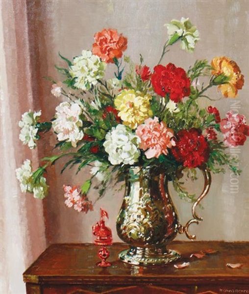 Still Life Of Flowers Oil Painting by Herbert Davis Richter