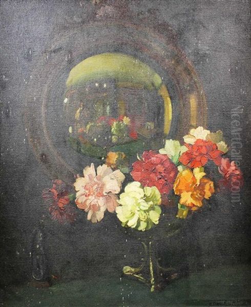 Still Life With Refelctions Oil Painting by Herbert Davis Richter