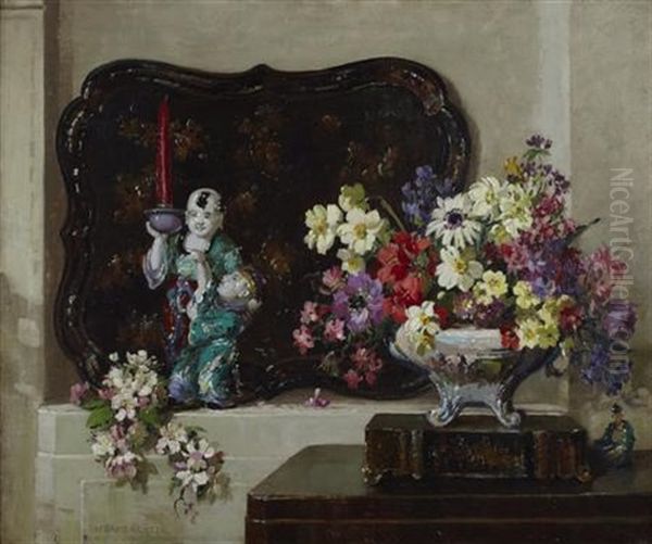 Still Life With Tray Oil Painting by Herbert Davis Richter