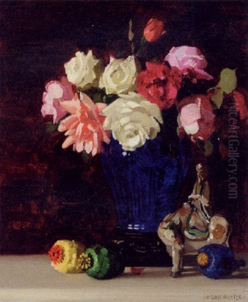 June Roses Oil Painting by Herbert Davis Richter