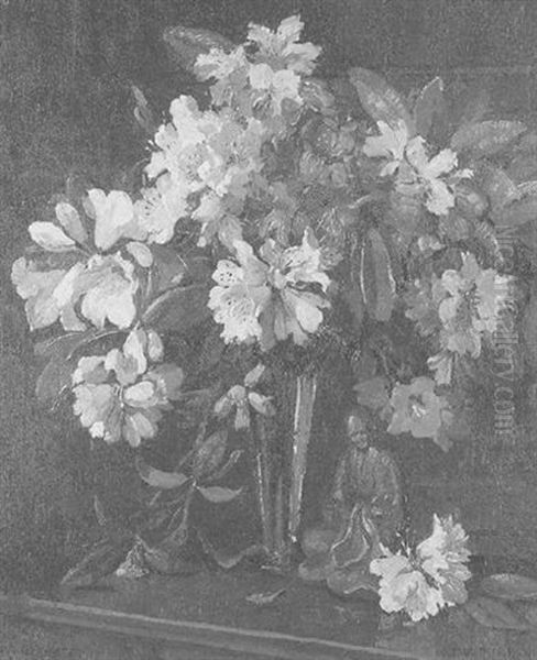 A Still Life Of Rhododendrons Oil Painting by Herbert Davis Richter