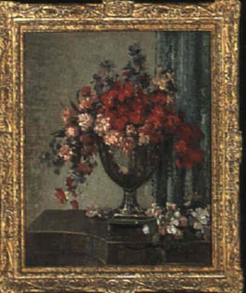 Still Life With Flowers In A Vase Oil Painting by Herbert Davis Richter