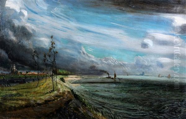 Merwede Bij Gorinchem Oil Painting by Marius Richters