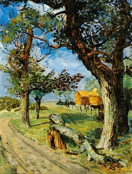 A Country Road Oil Painting by Marius Richters