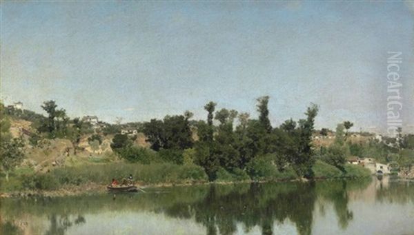 At The Edge Of The Water Oil Painting by Martin Rico y Ortega