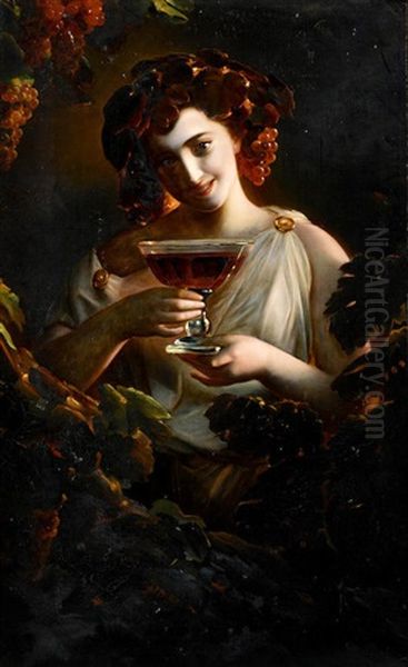 The Grape Girl Oil Painting by August Riedel