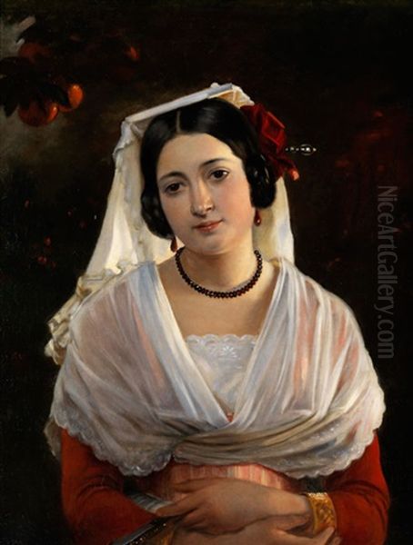 Bildnis Der Felice Berardi Aus Albano Oil Painting by August Heinrich Riedel
