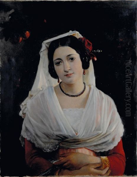 Portrait Felice Berardi Aus Albano Oil Painting by August Heinrich Riedel
