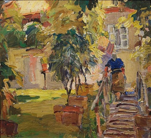Sommer In Reichenau Oil Painting by August Rieger