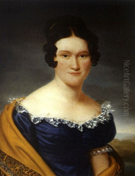Portrait De Femme Au Chale Oil Painting by Henri Francois Riesener