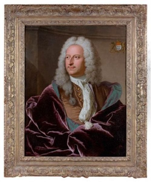 Portrait D'abraham Van Hoey Oil Painting by Hyacinthe Rigaud