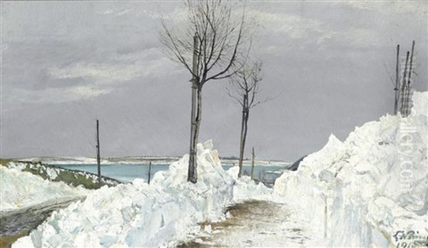Winter Landscape Oil Painting by Laurits Andersen Ring