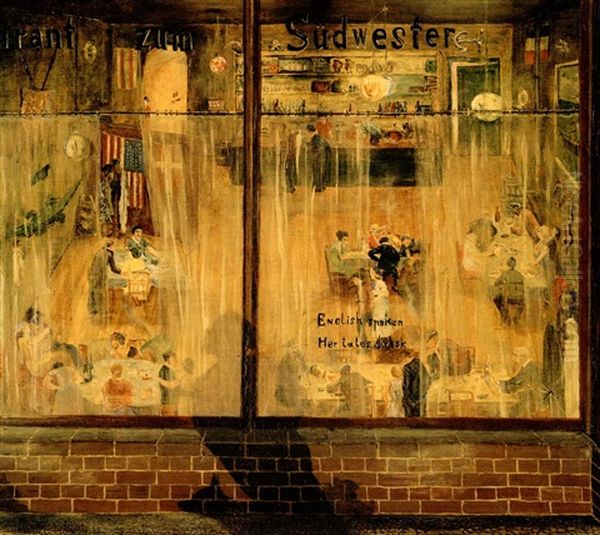 Hafenkneipe Oil Painting by Joachim (Hans Boetticher) Ringelnatz