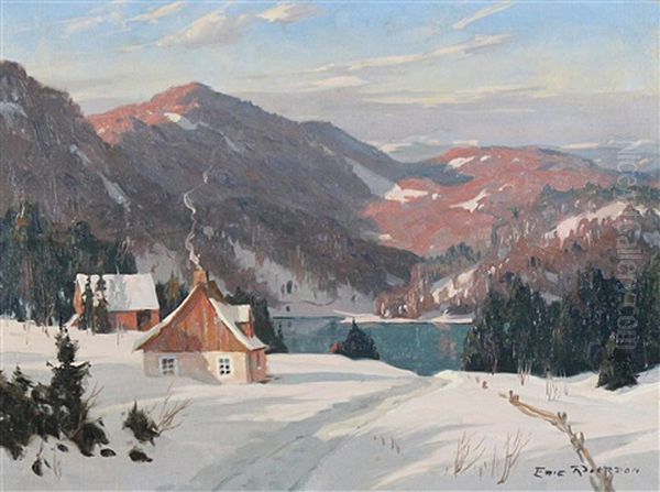 December Evening, Laurentians Oil Painting by Eric Riordon