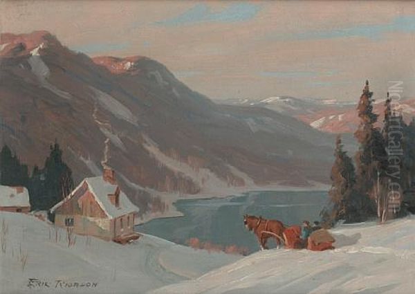 The Road Home, Laurentians Country Oil Painting by Eric Riordon