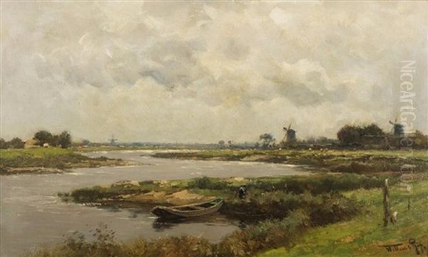 Paysage Lacustre Oil Painting by Willem Cornelis Rip