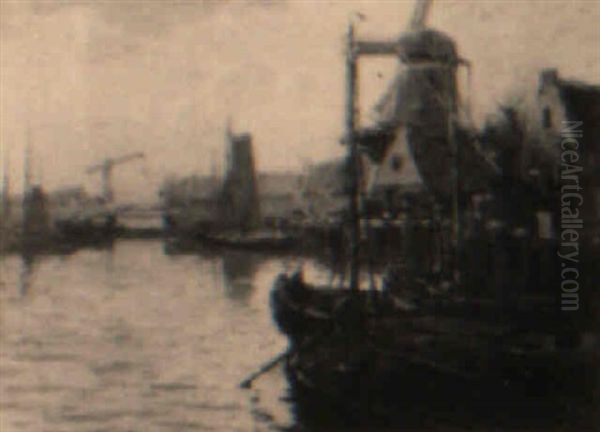 Dutch Harbor Oil Painting by William Ritschel