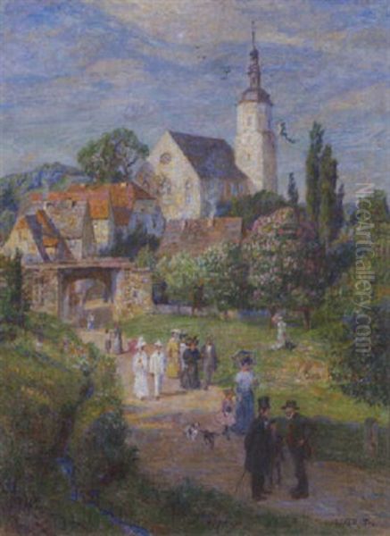 Sonntagsspaziergang Zur Maienzeit Oil Painting by Wilhelm Georg Ritter