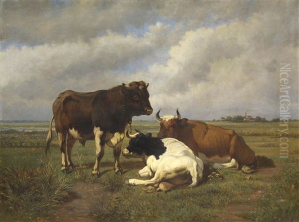 Kuhe Auf Der Weide Oil Painting by Louis Robbe