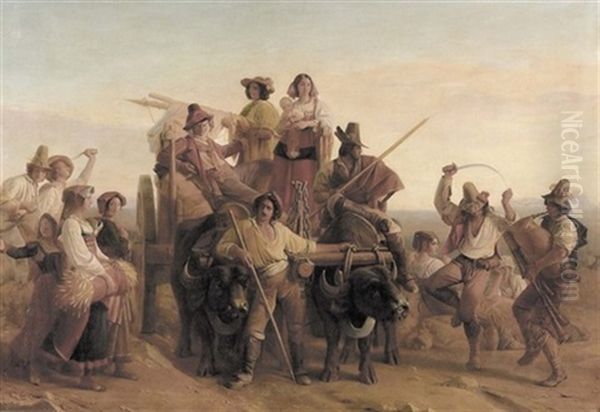 Ankunft Der Schnitter In Den Pontinischen Sumpfen Oil Painting by Leopold-Louis Robert