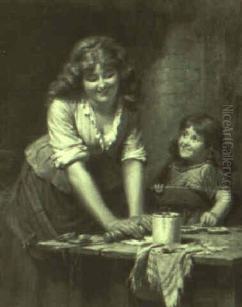 Baking With Mother Oil Painting by Edwin Thomas Roberts