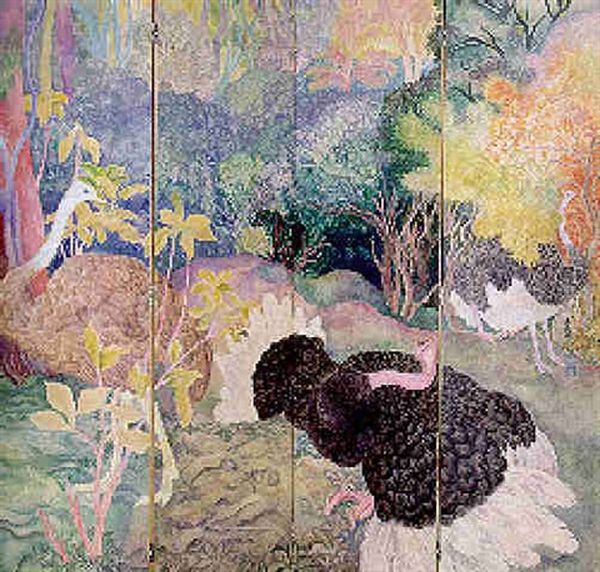 Les Trois Autruches Oil Painting by Camille Roche