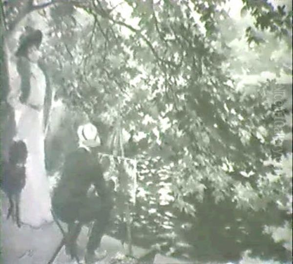 Une Etude Au Bois Be Boulogne (neuilly) Oil Painting by Georges Antoine Rochegrosse