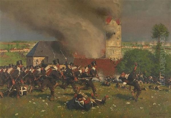Schlacht Bei Waterloo Oil Painting by Carl Roechling
