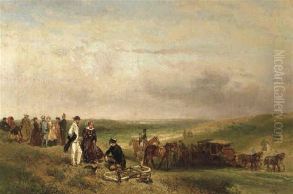 A Falconry On The Estate Of Het Loo Oil Painting by Charles Rochussen