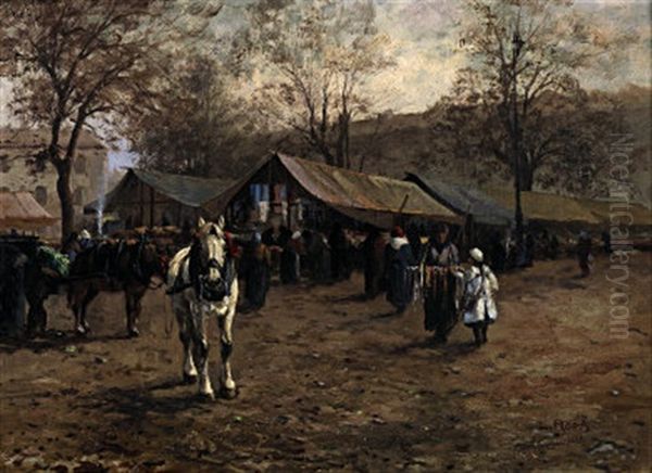 Mercato Con Cavalli Oil Painting by Leonardo Roda