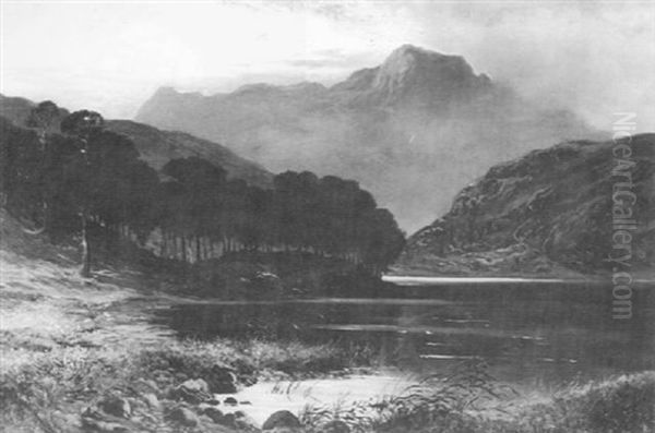 Highland Landscape At Dusk Oil Painting by Clarence Henry Roe