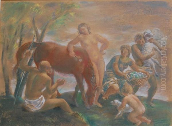 Scena Idylliczna Oil Painting by Waclaw Borowski