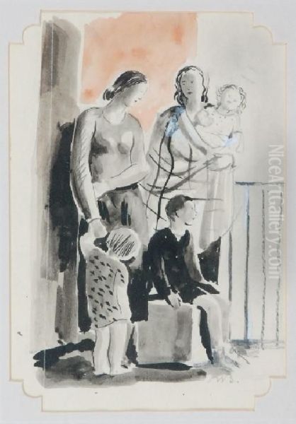 Na Balkonie Oil Painting by Waclaw Borowski