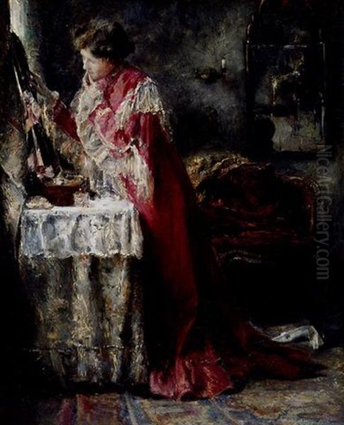 De Eerste Rimpel - Aging Gracefully Oil Painting by Otto Willem Albertus Roelofs