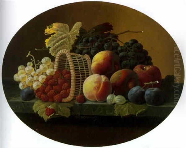 Still Life With Basket And Fruit Oil Painting by Severin Roesen