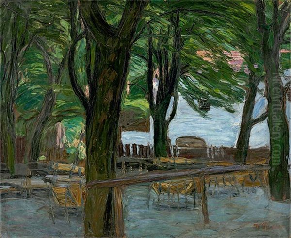 Biergarten In Bayern Oil Painting by Waldemar Roesler