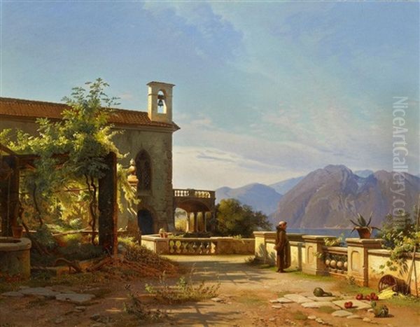 Auf Der Terrasse Eines Alten Italienischen Klosters Oil Painting by Frederik Rohde