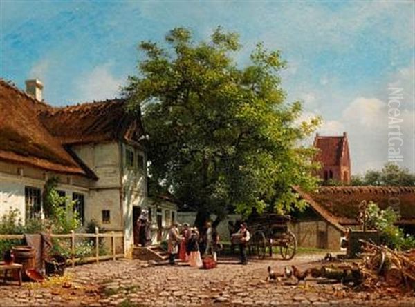 Visiting The Vicarage Oil Painting by Frederik Niels Martin Rohde