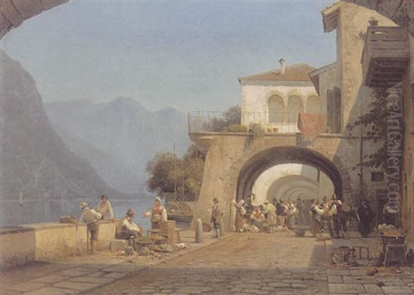 Bellagio, Lake Como Oil Painting by Frederik Niels Martin Rohde
