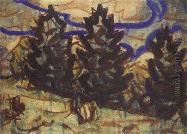Drei Tannen Oil Painting by Christian Rohlfs