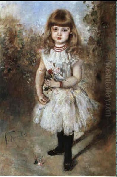 Madchenbildnis Der Opernsangerin Lilly Helgers Oil Painting by Anton Romako
