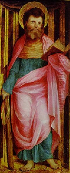 Saint James The Less Standing In A Niche Oil Painting by  Romanino (Girolamo Romani)