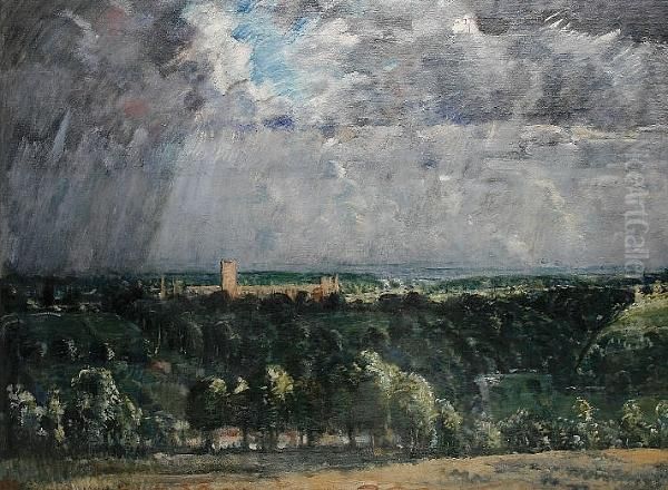 Richmond Park Oil Painting by Alfred Edward Borthwick
