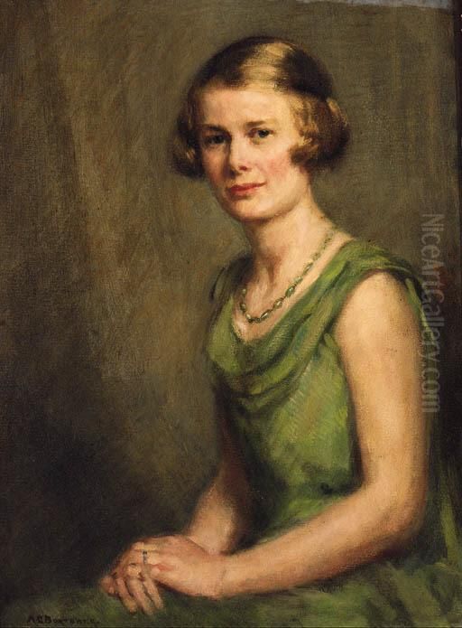 Portrait Of Doctor Alcock, Seated Half-length, Wearing A Pale Greendress Oil Painting by Alfred Edward Borthwick